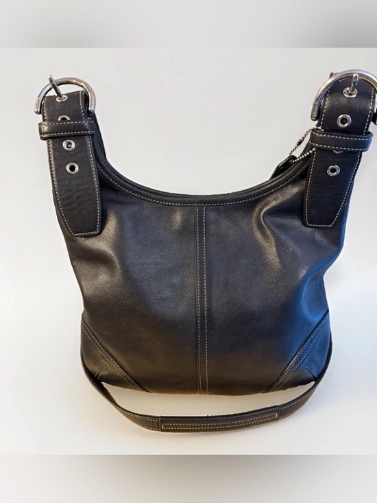 Coach Handbags - Vintage Coach Soho Legacy Slim Purse Black Hippie Hobo Bag Large Buckles